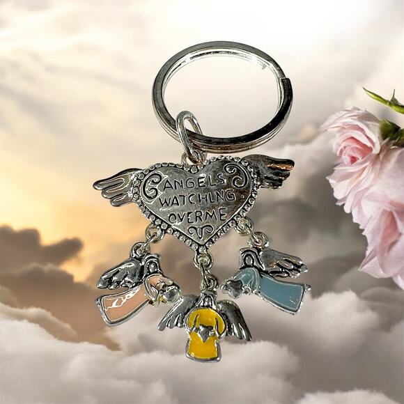 Independent Accessories - Deadstock Silver Tone Angels Spiritual Guardian Angels Watching Over Me Keychain